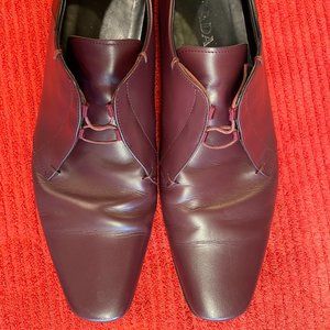 Prada Mens Dress Purple Leather Upper Rubber Soles Black Band Made In Italy